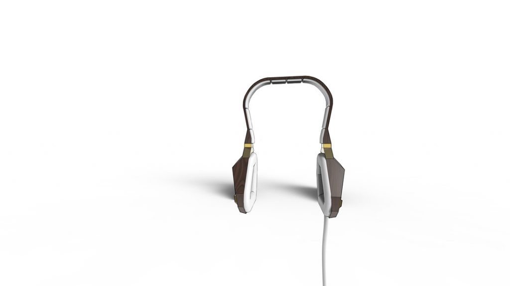 Faceted Headphone (Wood Grain Render) 3/4 View